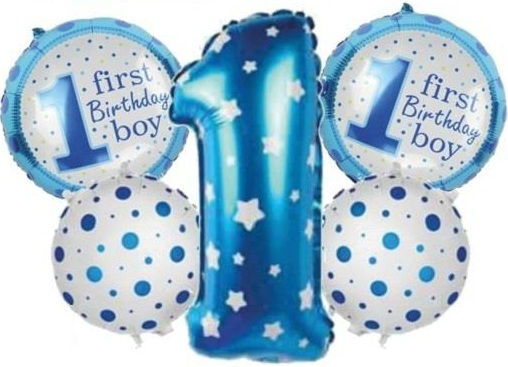 1 YAŞ MAVİ 5Lİ SET BALON