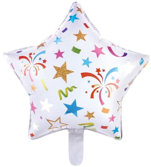 18 İNC YILDIZ HAVAİ FİŞEK BASKILI FOLYO BALON
