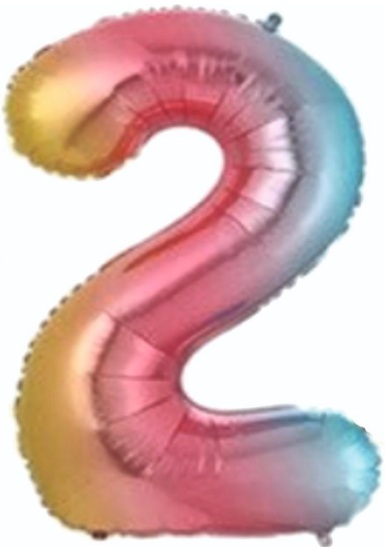 2 - RAKAM 34 İNC GÖKKUŞAĞI RENK BALON 76 CM balon