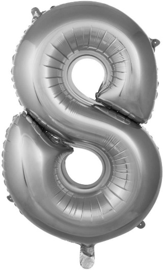 8 - RAKAM 16 İNC GÜMÜŞ RENK BALON 36 CM balon