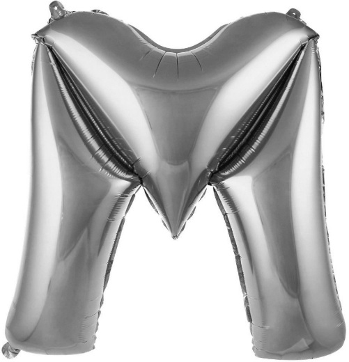 M - HARF 34 İNC GÜMÜŞ RENK BALON 76 CM balon