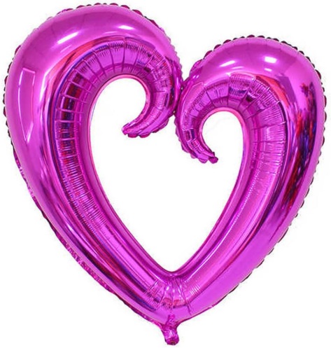 ORTASI BOŞ KALP FUŞYA FOLYO BALON 100 CM balon