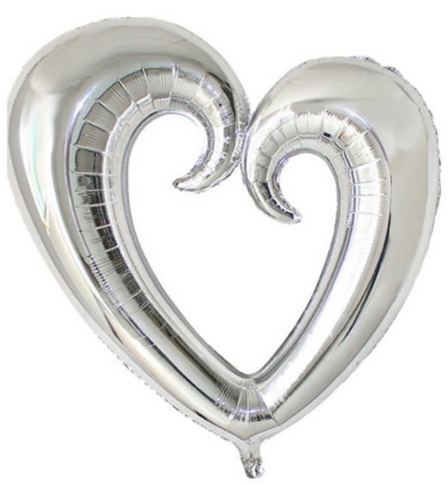 ORTASI BOŞ KALP GÜMÜŞ FOLYO BALON 100 CM