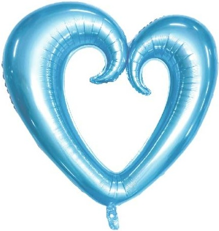 ORTASI BOŞ KALP MAVİ FOLYO BALON 100 CM