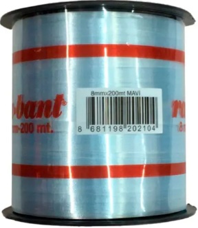 RAFYA ŞERİT AÇIK MAVİ 8mm 200m balon