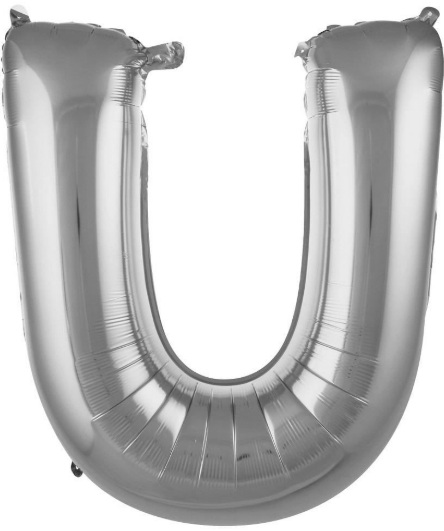 U - HARF 16 İNC GÜMÜŞ RENK BALON 36 CM balon