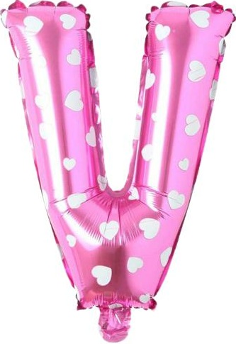 V - HARF 16 İNC PEMBE RENK BALON 36 CM balon