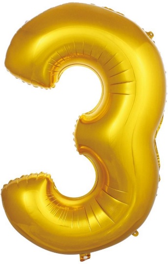3 - RAKAM 40 İNC GOLD RENK BALON 100 CM