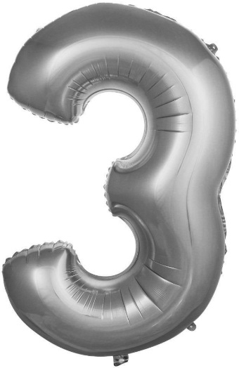 3 - RAKAM 40 İNC GÜMÜŞ RENK BALON 100 CM