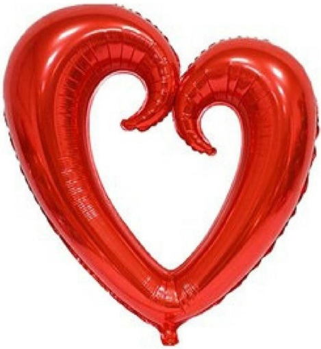 ORTASI BOŞ KALP KIRMIZI FOLYO BALON 100 CM
