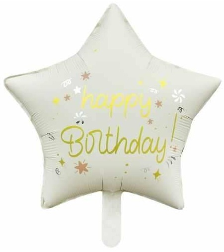 18 İNC YILDIZ HAPPY BİRTHDAY KREM FOLYO BALON balon siparişi