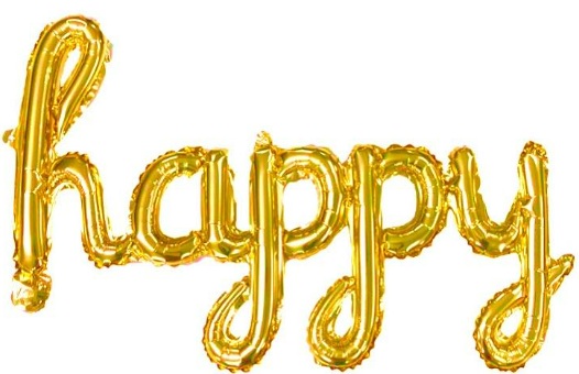 TEKLİ EL YAZILI HAPPY GOLD RENK FOLYO BALON