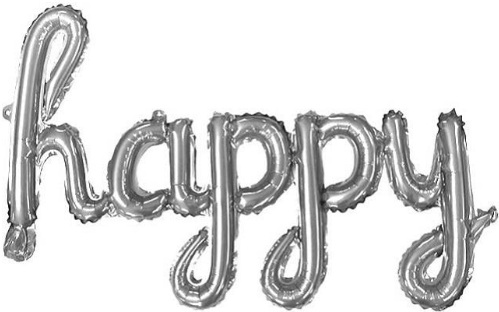 TEKLİ EL YAZILI HAPPY GÜMÜŞ RENK FOLYO BALON balon