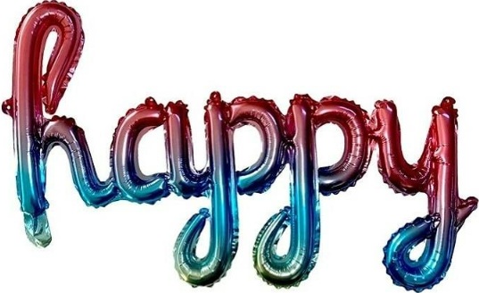 TEKLİ EL YAZILI HAPPY GÖKKUŞAĞI RENK FOLYO BALON
