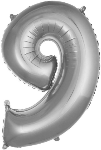 9 - RAKAM 16 İNC GÜMÜŞ RENK BALON 36 CM