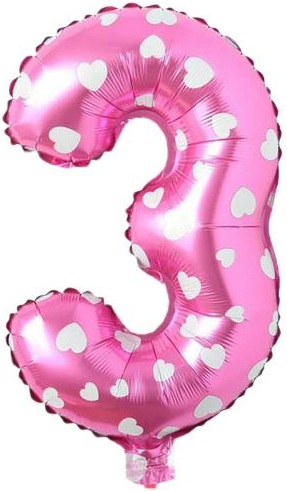 3 - RAKAM 16 İNC PEMBE RENK BALON 36 CM