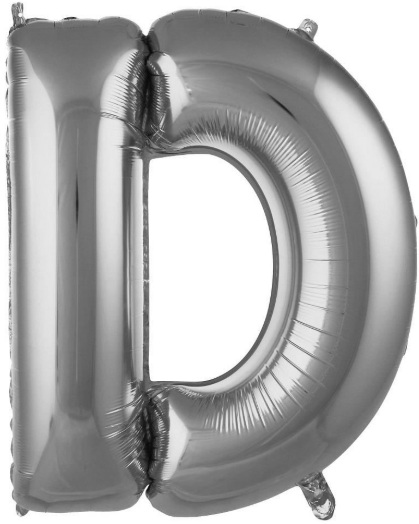 D - HARF 16 İNC GÜMÜŞ RENK BALON 36 CM