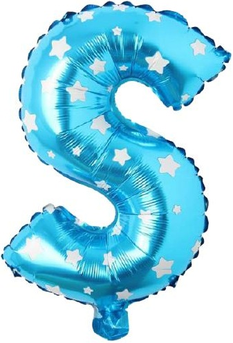 S - HARF 16 İNC MAVİ RENK BALON 36 CM